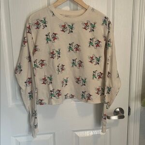 Disney Mickey Mouse Minnie Mouse Ice Skating Sweatshirt Christmas‎ Holiday Large